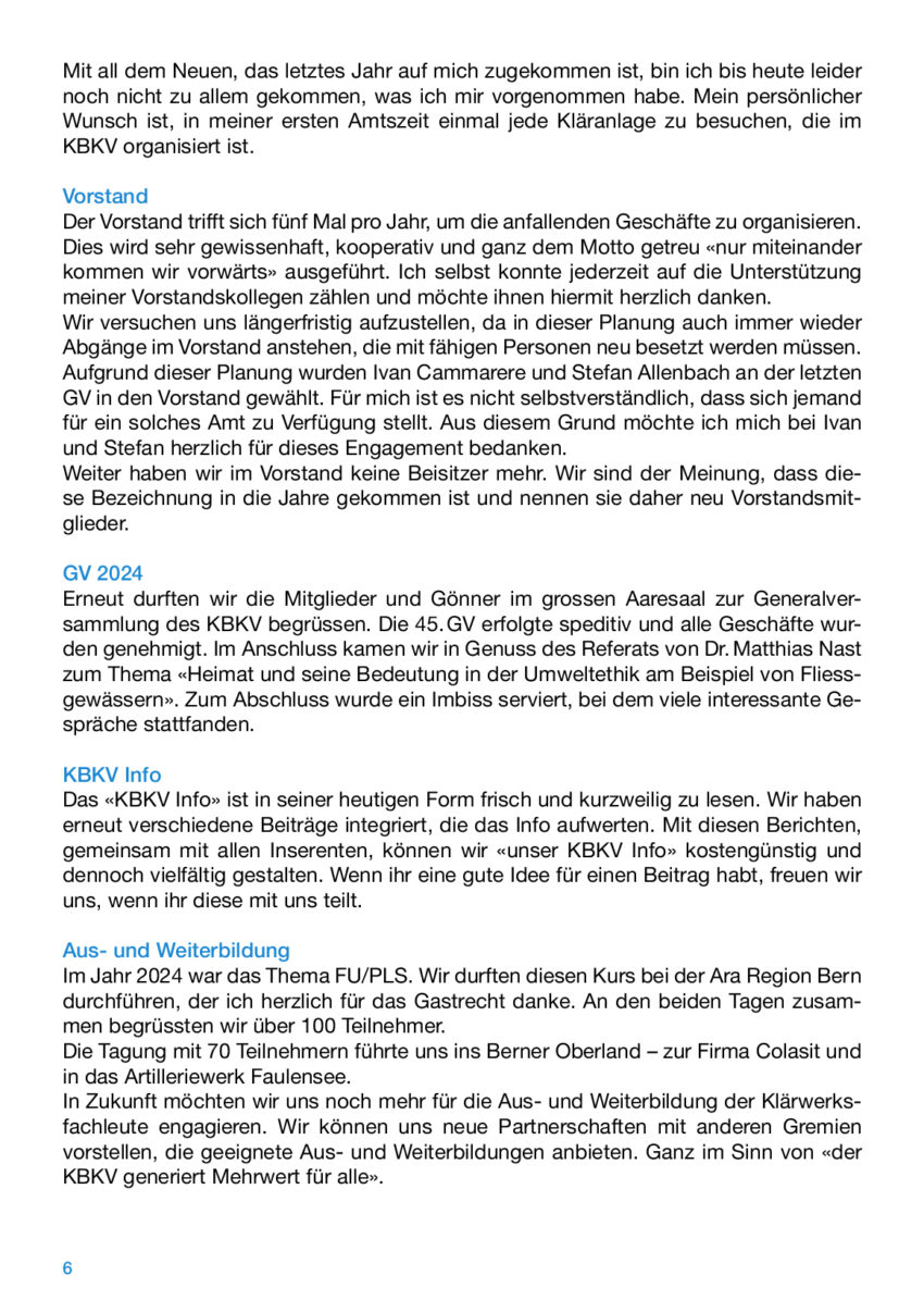 Jahresbericht des Praesidenten 2